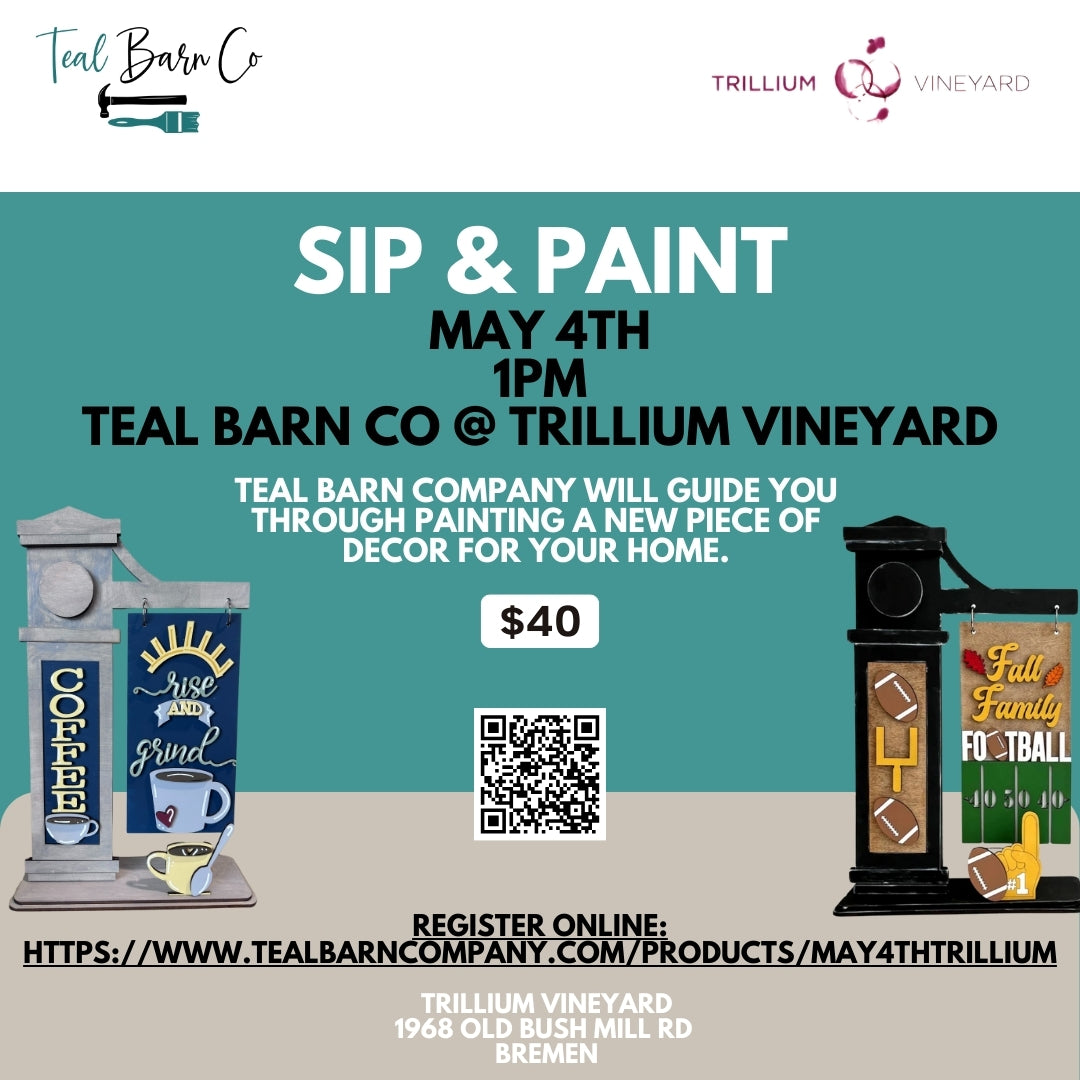 5.4 - 1pm - Sip & Paint at Trillium Vineyard