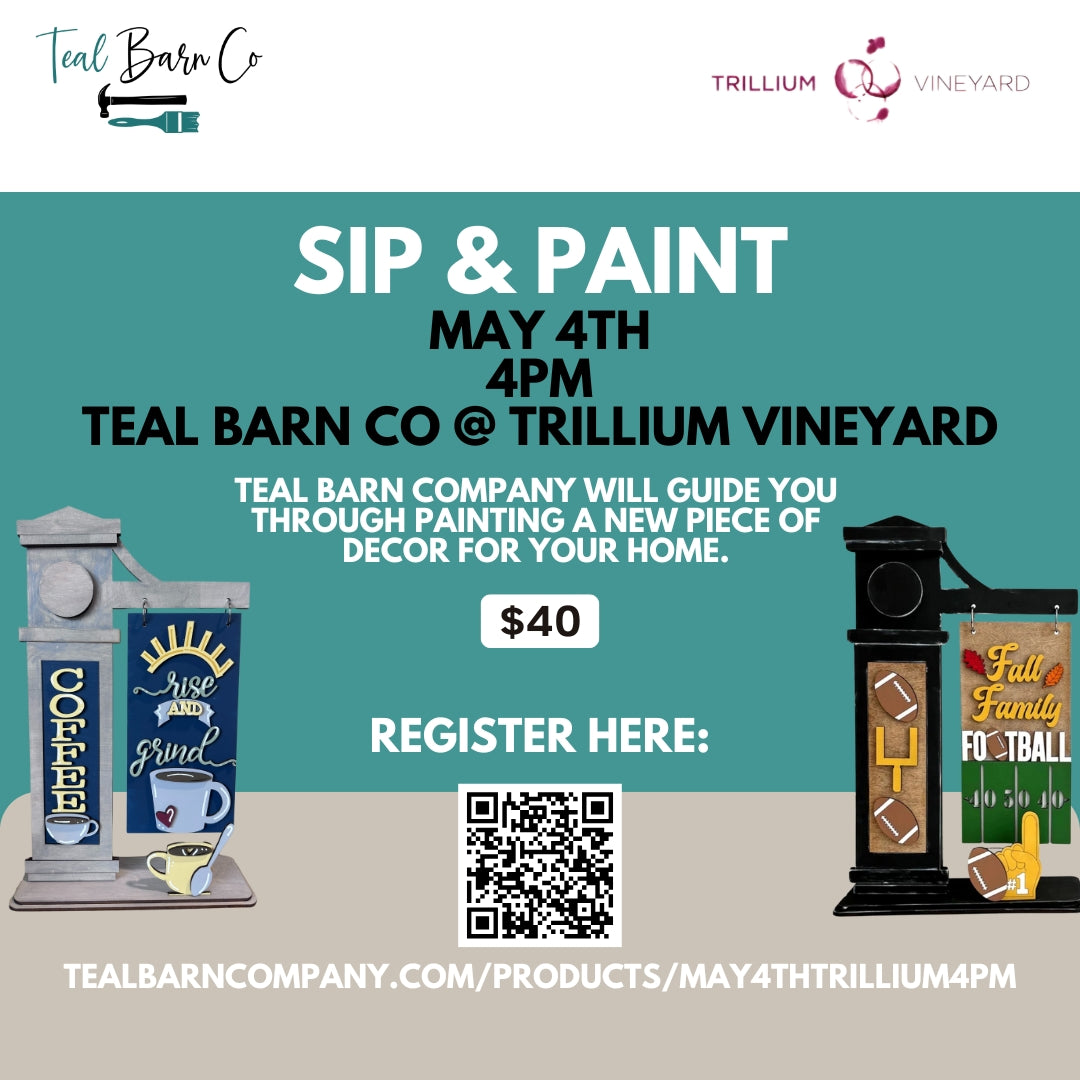 5.4 - 4pm - Sip & Paint at Trillium Vineyard