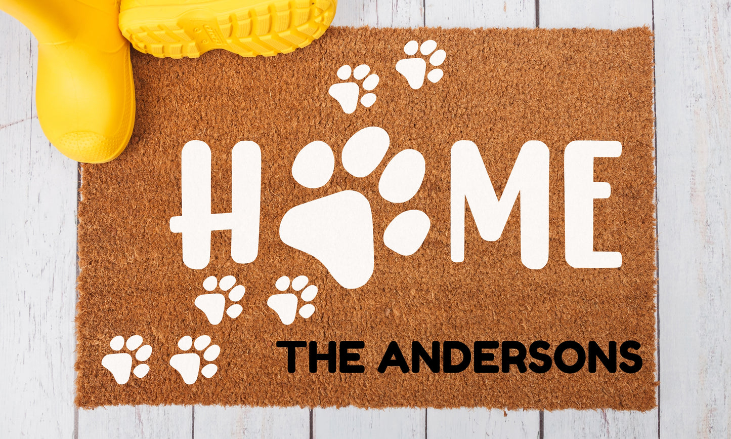 Door Mat - Home with Paw Prints