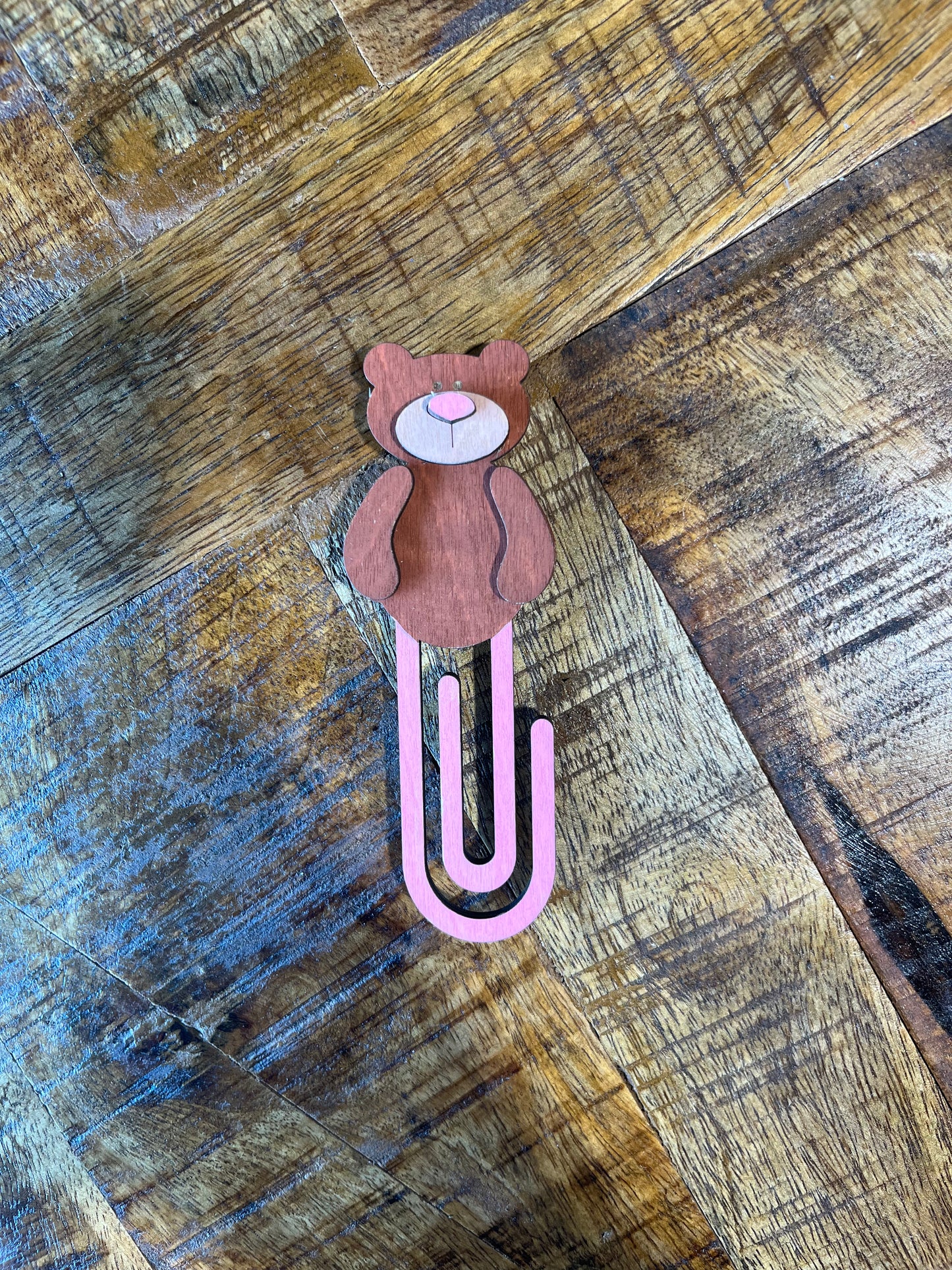 birch laser cut book mark bear shaped