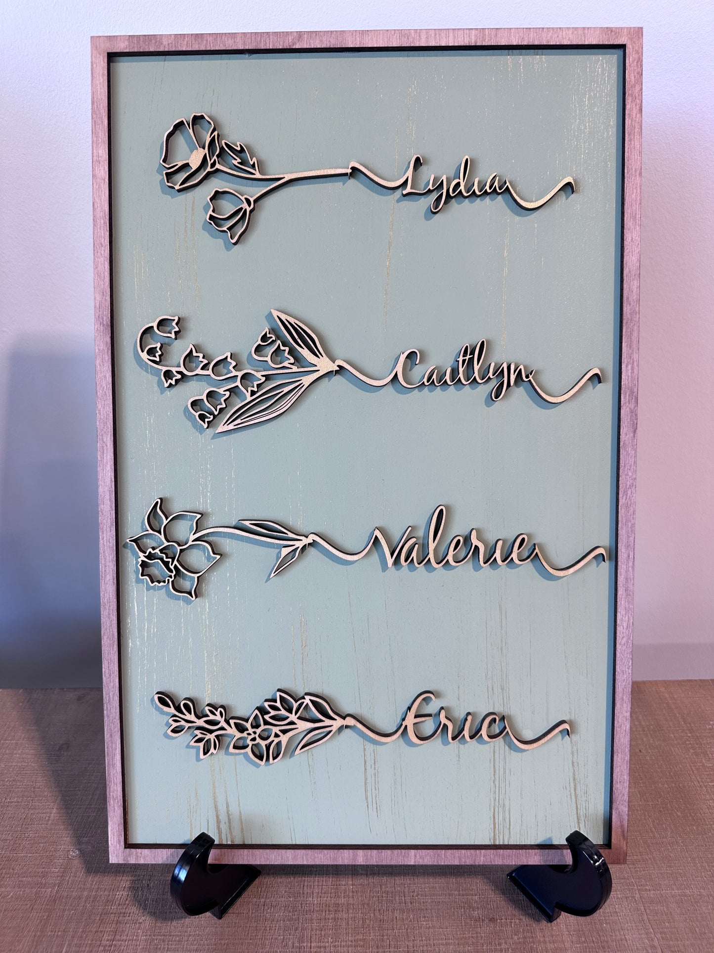 Custom Sign with Family Names and Birth Month Flowers Kit