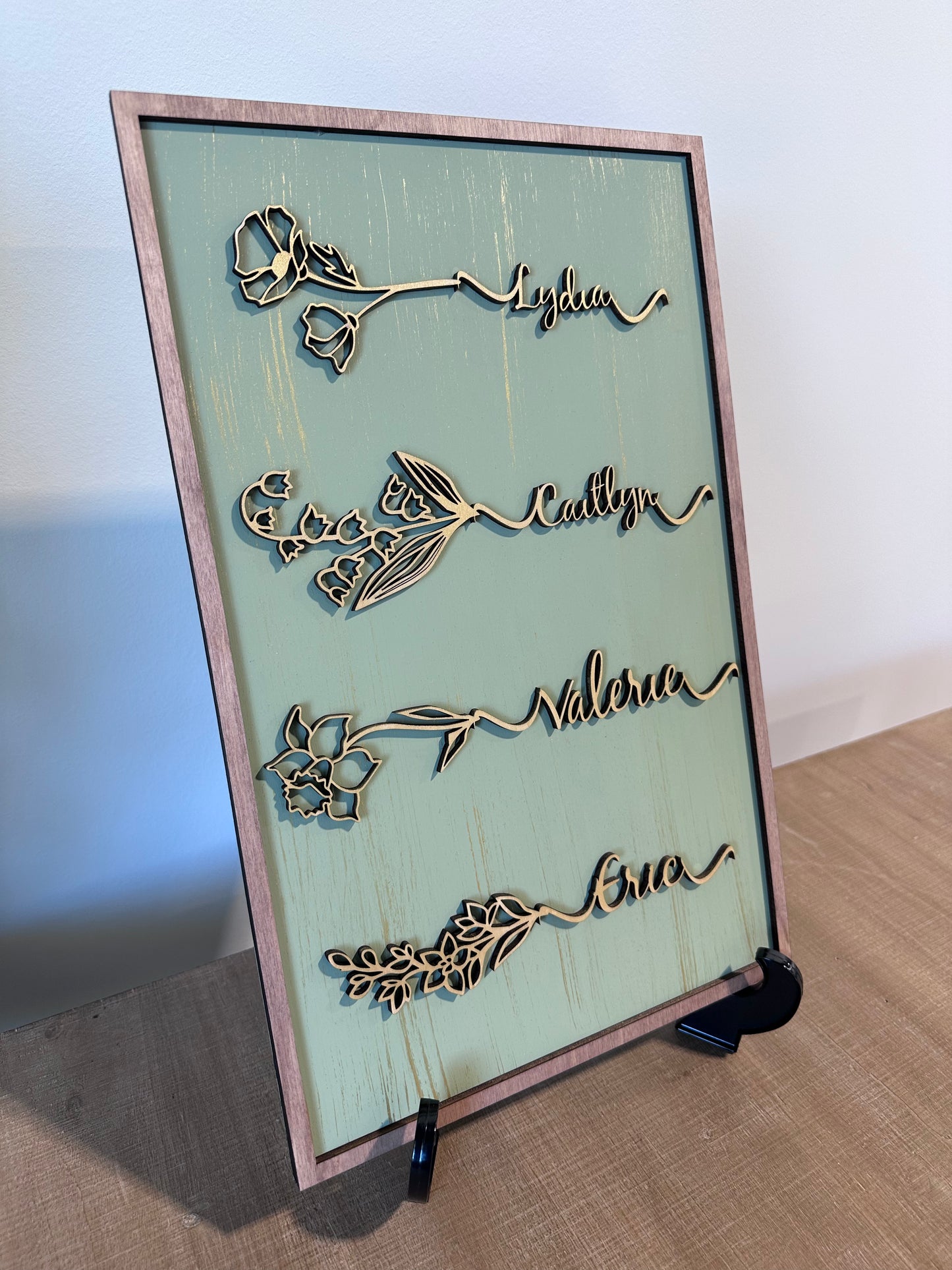 Custom Sign with Family Names and Birth Month Flowers Kit