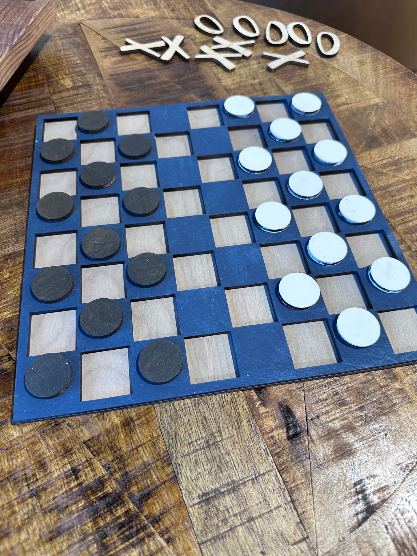 Tic Tac Toe/Checkers Board - Two Games on One Flippable Board!