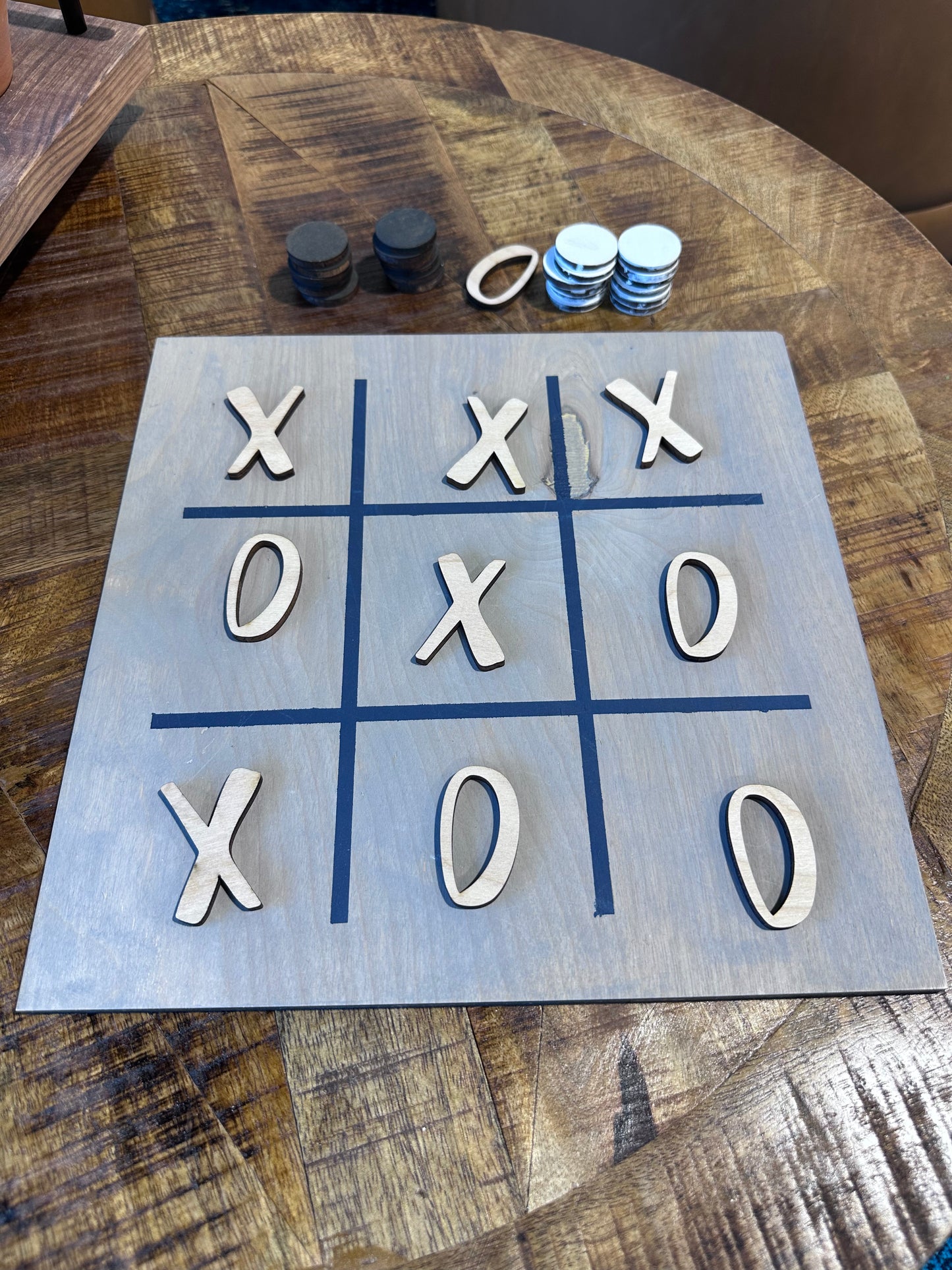 Tic Tac Toe/Checkers Board - Two Games on One Flippable Board!