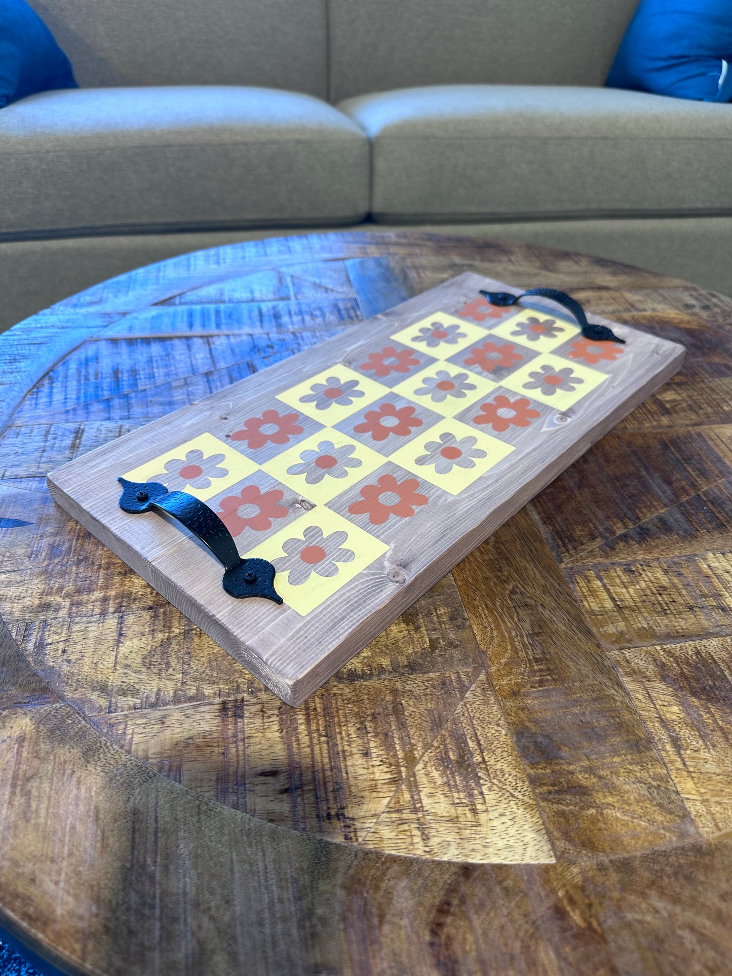Decorative Tray - Retro Floral Design
