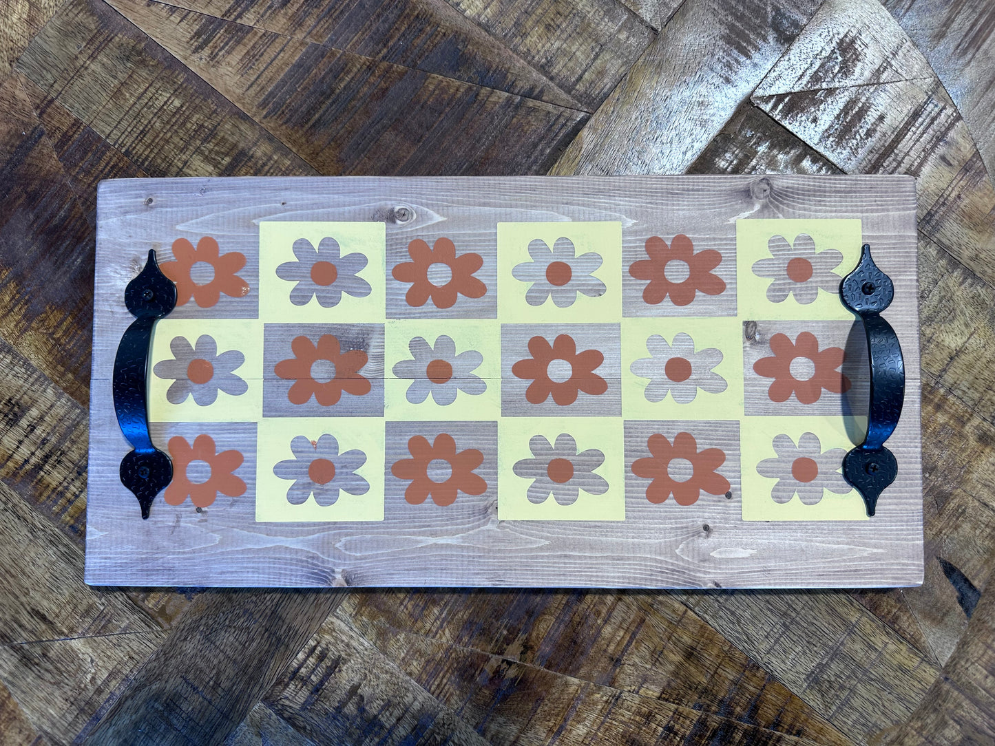 Decorative Tray - Retro Floral Design