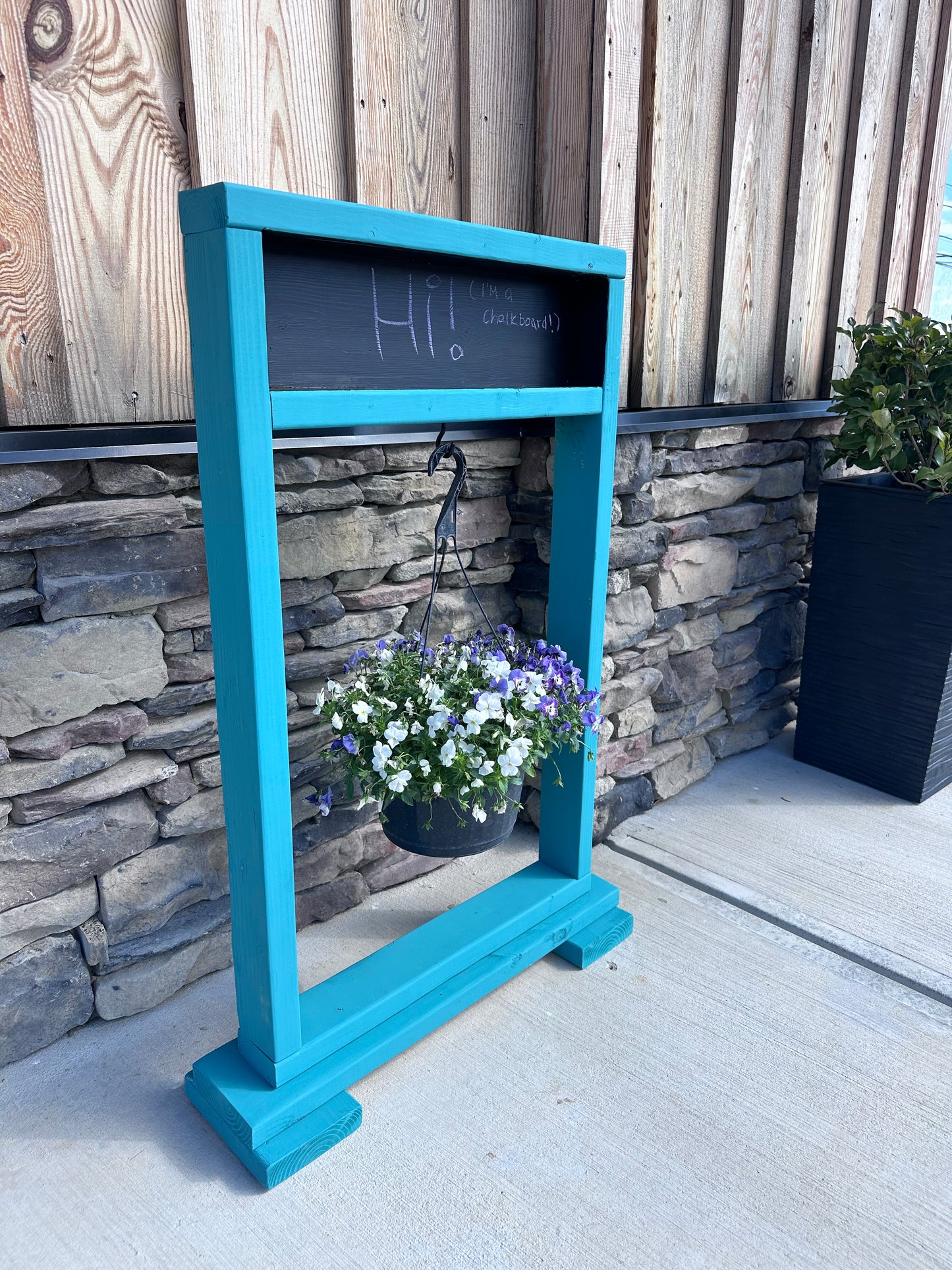 Hanging Plant Stand with Chalkboard Sign