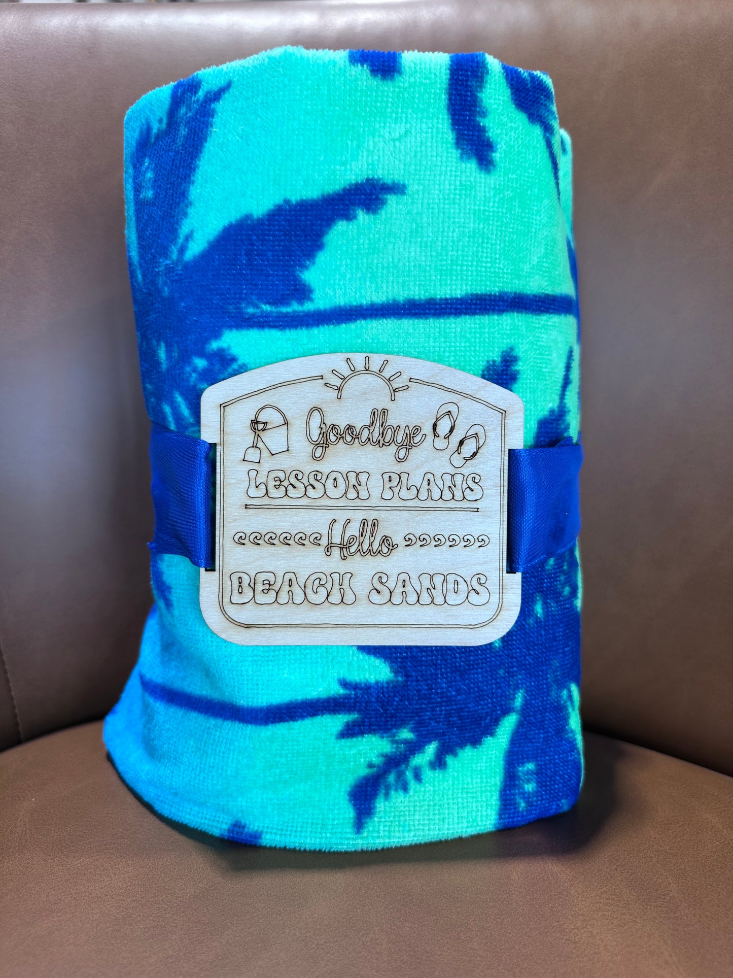 Teacher Gift - Beach Towel with Engraved Holder
