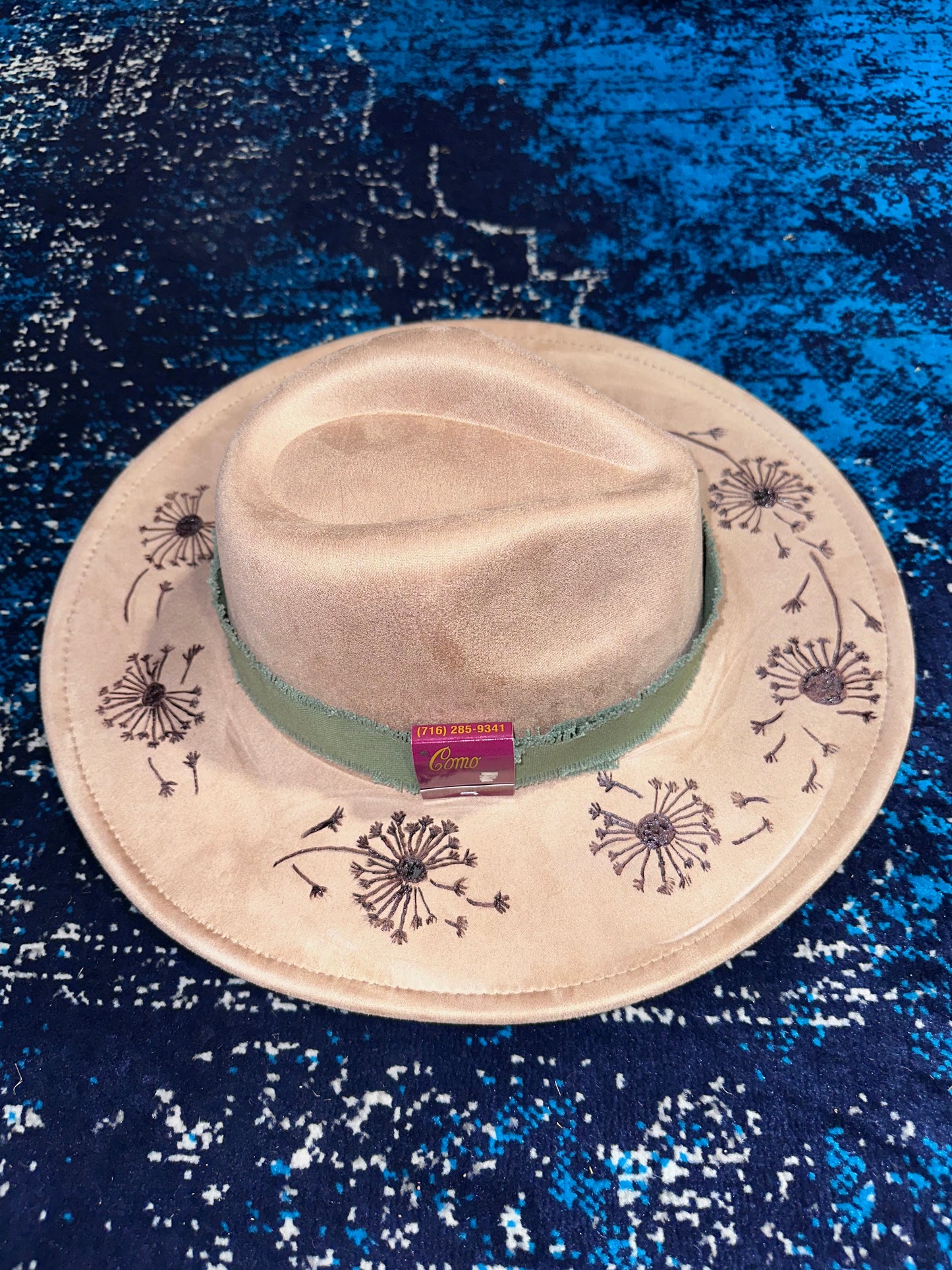 Wide Brim Hat with Dandelion Wishes Design