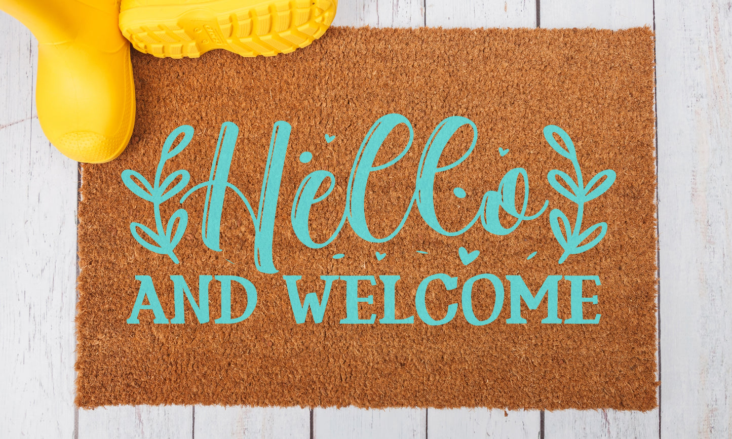 Hello and Welcome Door Mat