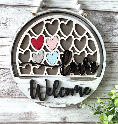 Door Hanger - Interchangeable Drop In for 10.5 inch Sign - Hearts
