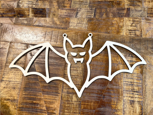 Bat Halloween Suncatcher frame DIY Decor. Birch laser blank.