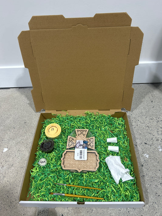 Wood Cross with Floral Accent and Matching Trinket Tray Kit