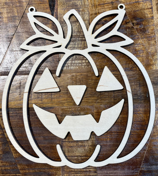 Laser-cut blank: jack-o-lantern. Frame for DIY suncatcher art. High quality birch material.
