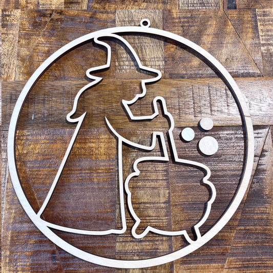 Birch laser cut suncatcher blank DIY Witch Cauldron. High quality.