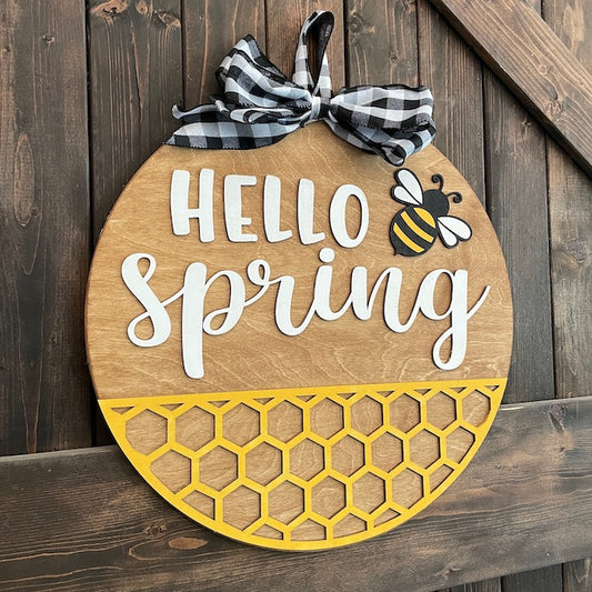 Hello Spring, Honey Bee Door Hanger TBC2