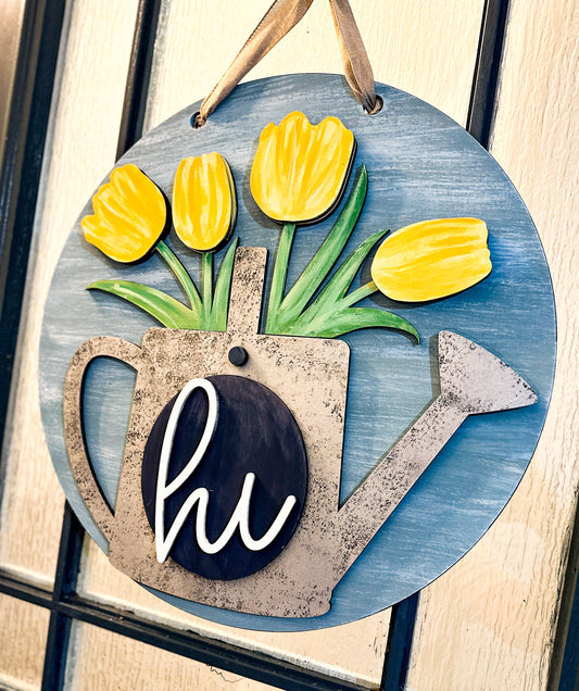 3D Doorhanger, Tulips in a Watering Can, TBC3