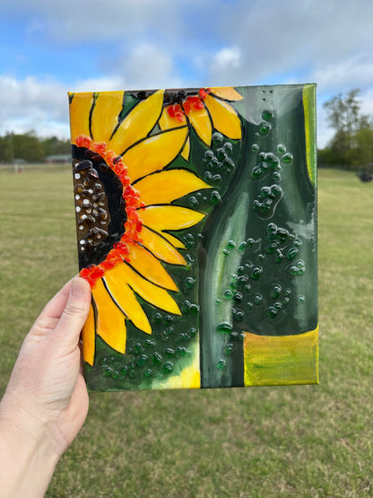 Canvas Art Kit with Glass and Resin- Bloom and Bottle Design