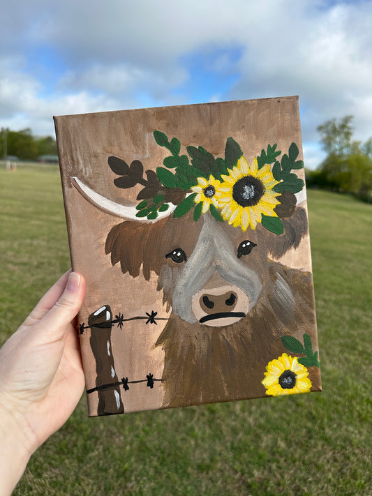 Canvas Art Kit - Highland Cow Design
