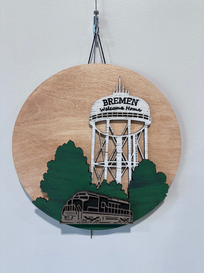 Door Hanger - Bremen Water Tower & Train