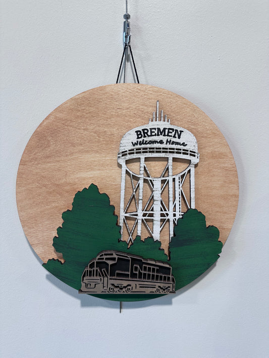 Door Hanger - Bremen Water Tower & Train