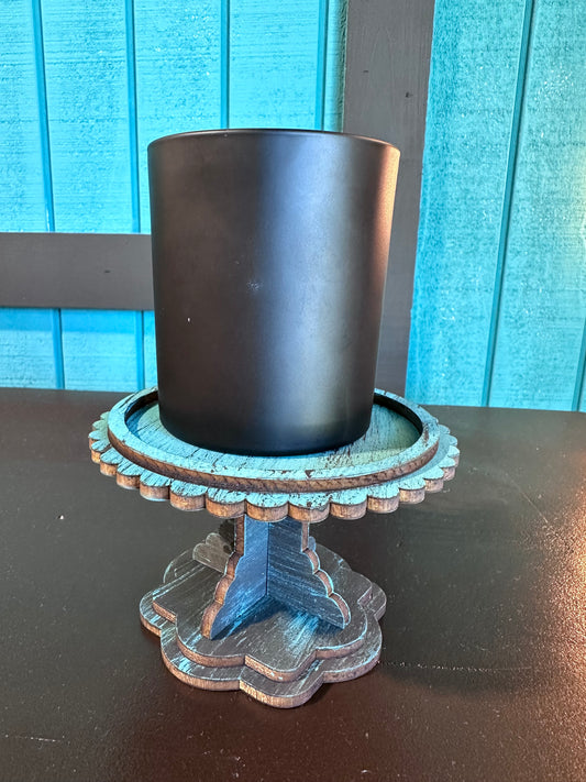 Black and teal candle holder, drybrushed.