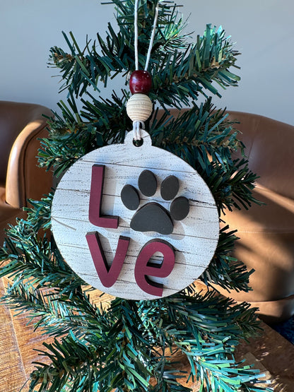 Ornament - Paw Print - LOVE