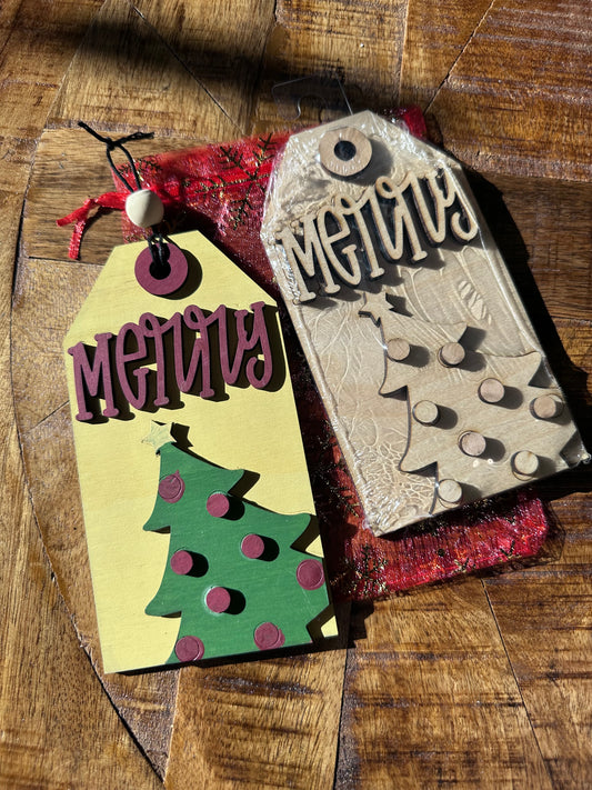 Ornament - Merry - Gift Tag Style