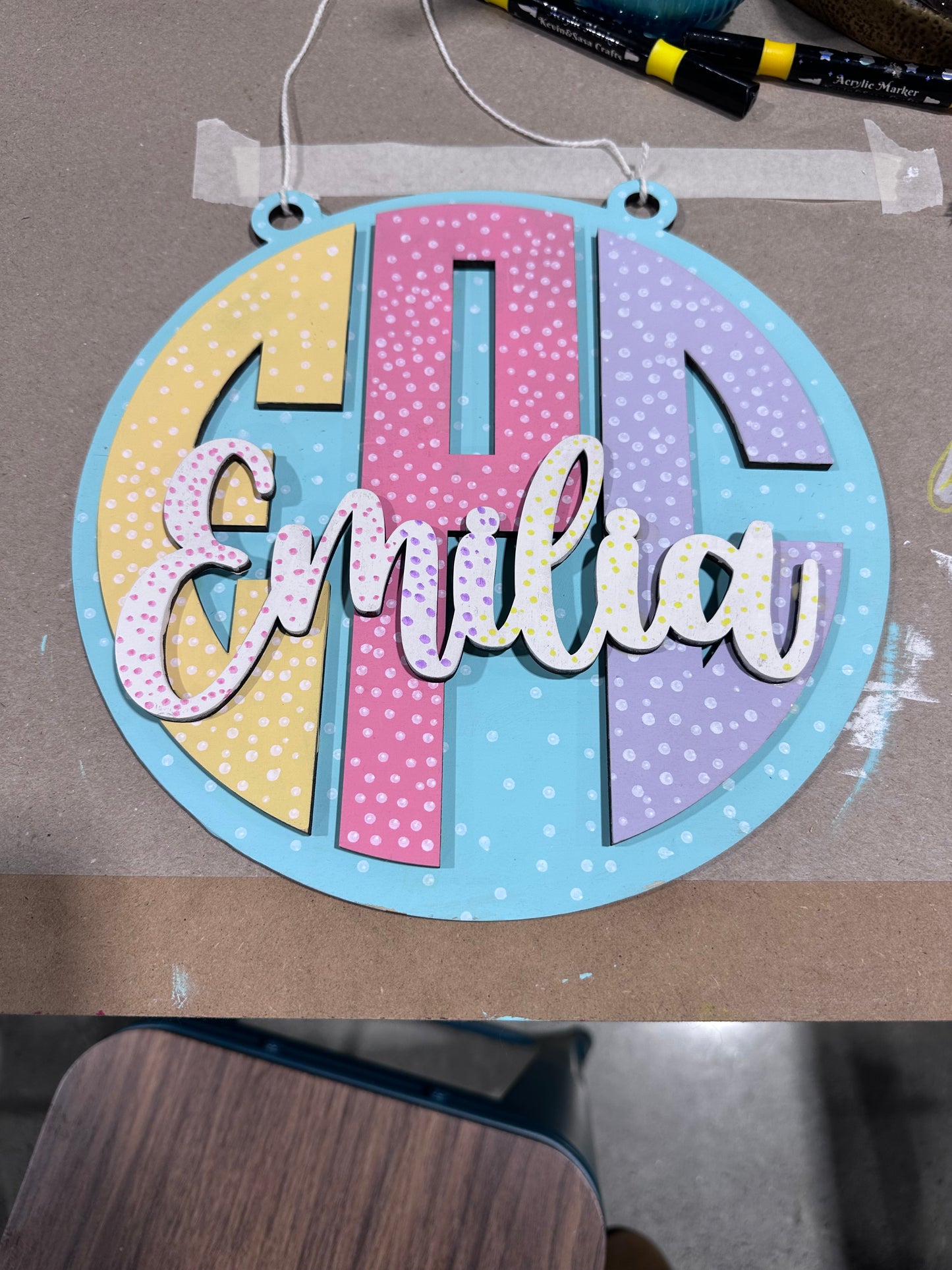 Custom sign made at a birthday party at Teal Barn Company. TealBarnCompany.com