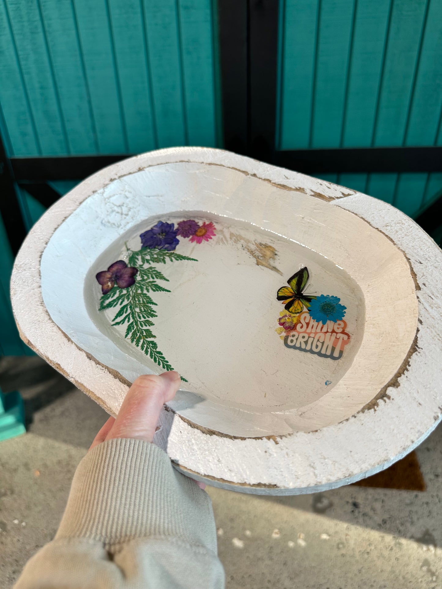 Dough Bowl with Preserved Flowers