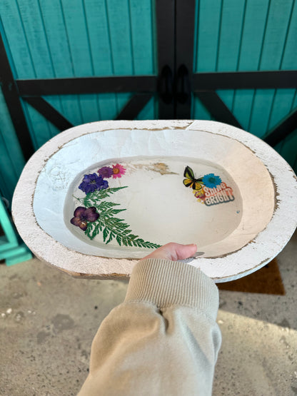 Dough Bowl with Preserved Flowers
