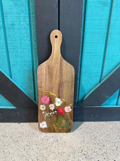 Pressed Flower Charcuterie Board with Resin Art Finish