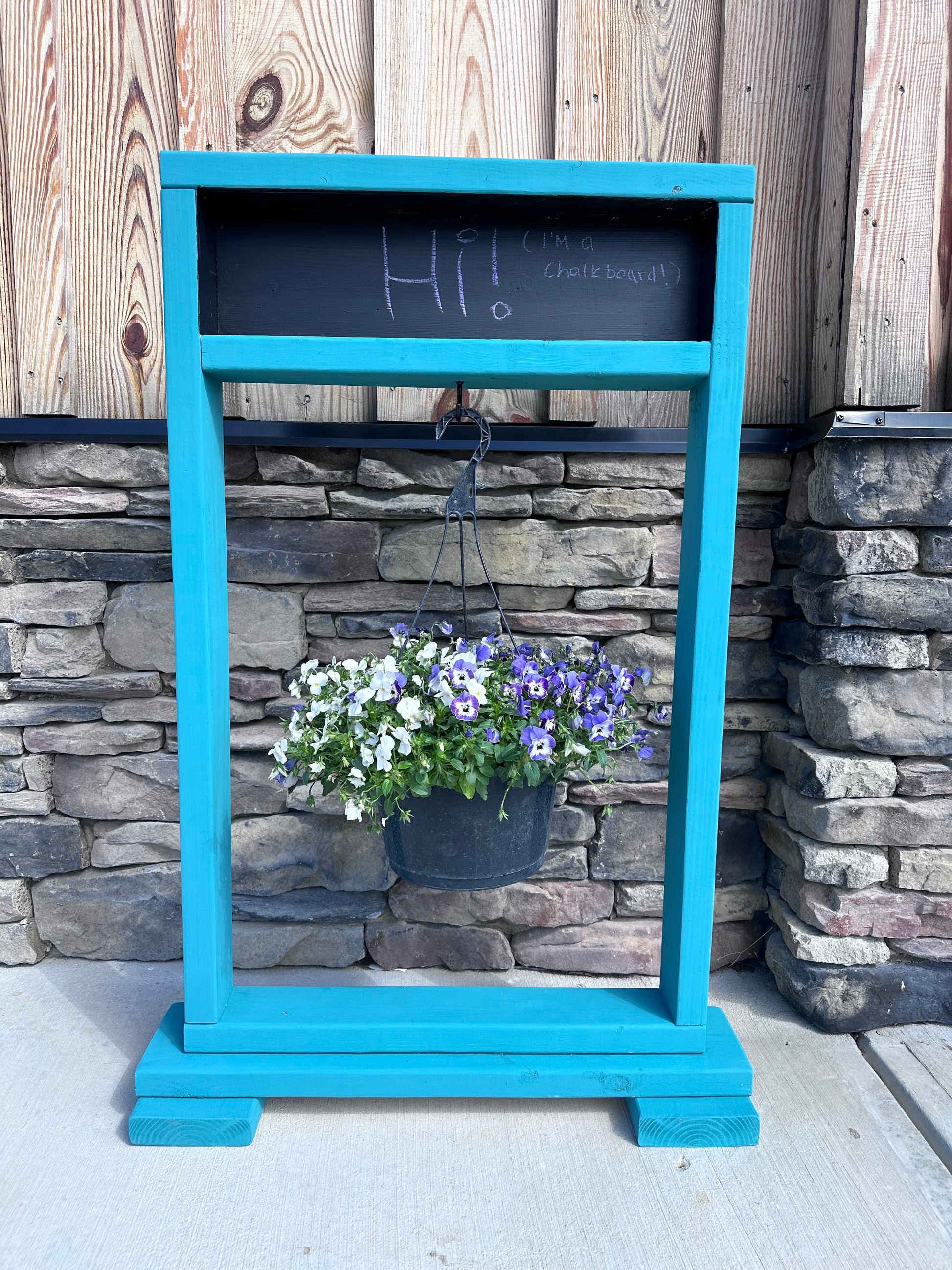 teal hanging planter Hanging Plant Stand with Chalkboard Sign – Teal Barn Company