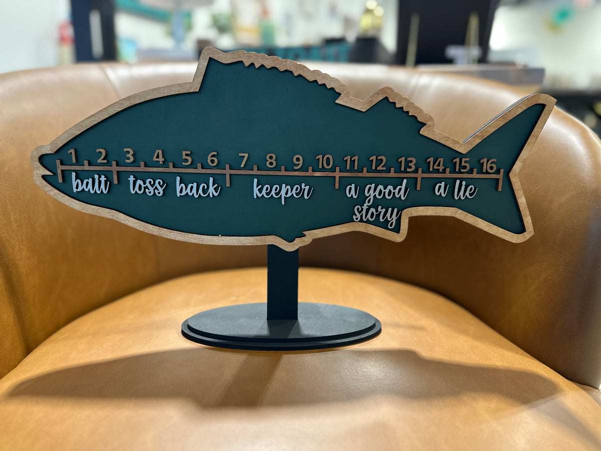 Funny Fish Ruler Fishing Ruler Plaque with Stand – Teal Barn Company