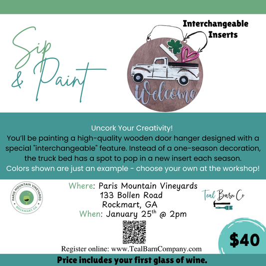 Paris Mountain Vineyards -  Door Hanger Sip & Paint