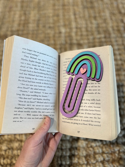 Rainbow Bookmark on display in a book.
