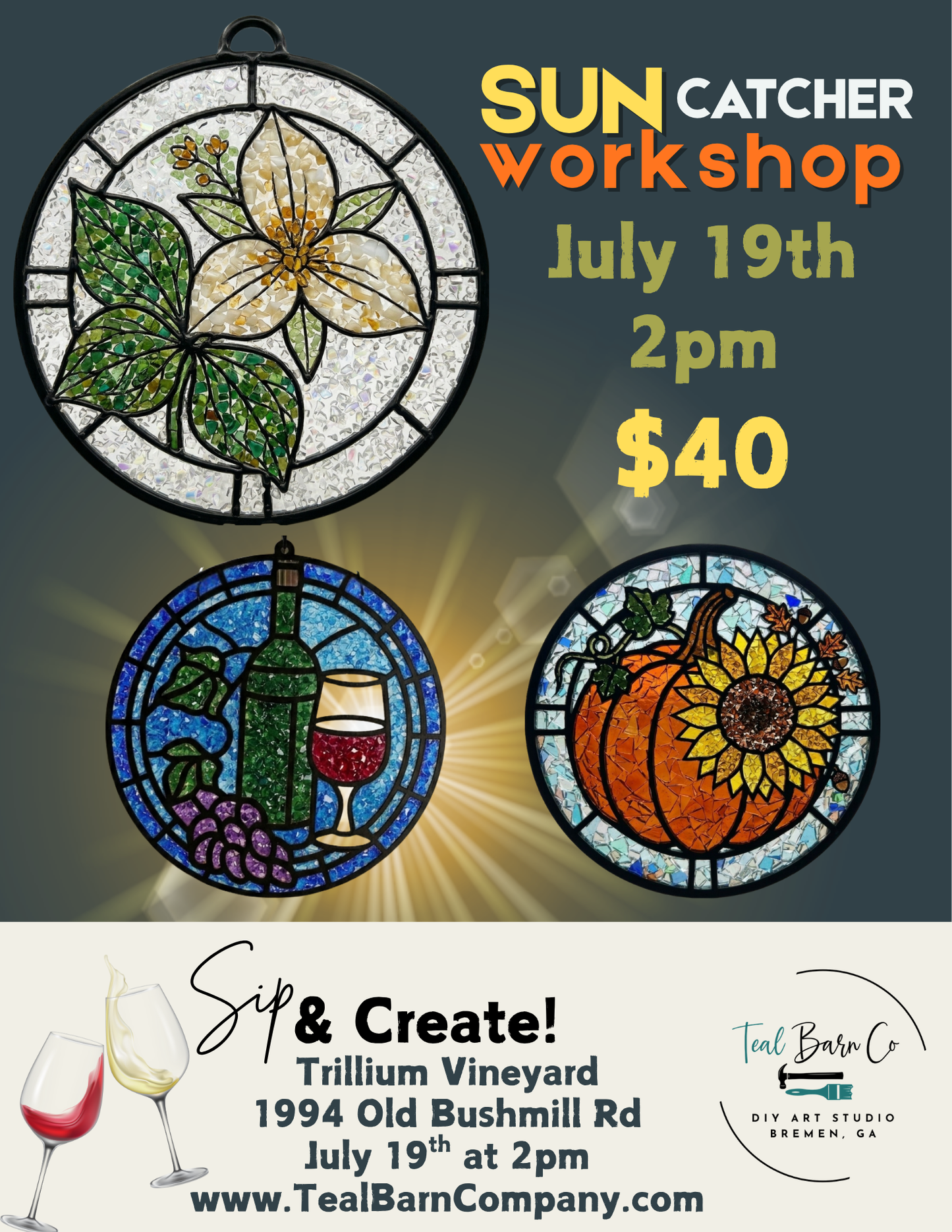 Sip & Create Suncatcher Workshop at Trillium