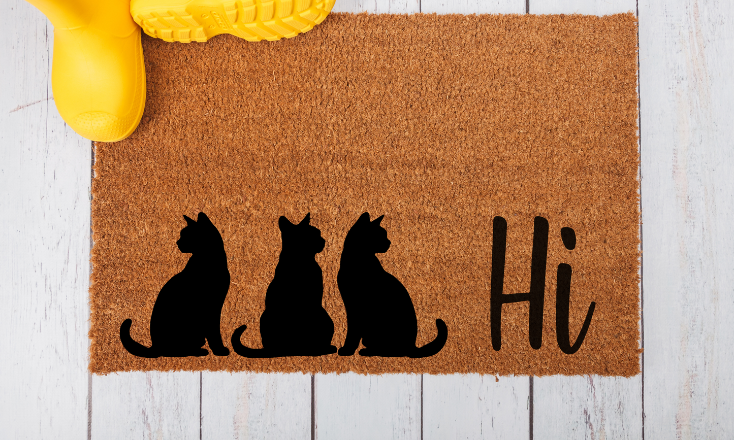 Door Mat - Cat Silhouettes with Hi