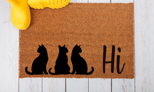 Door Mat - Cat Silhouettes with Hi