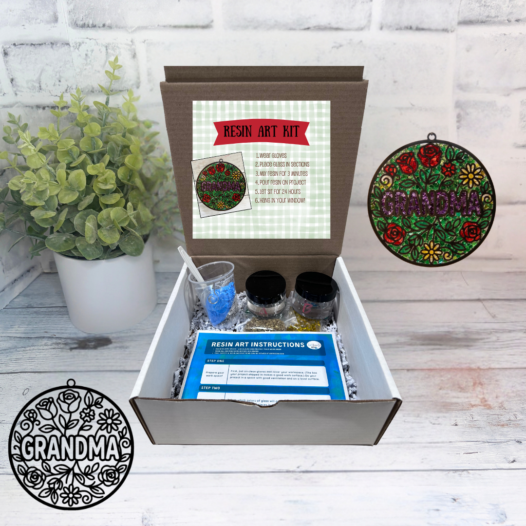 Suncatcher Kit, Crushed Glass Art, DIY Kit For Grandma