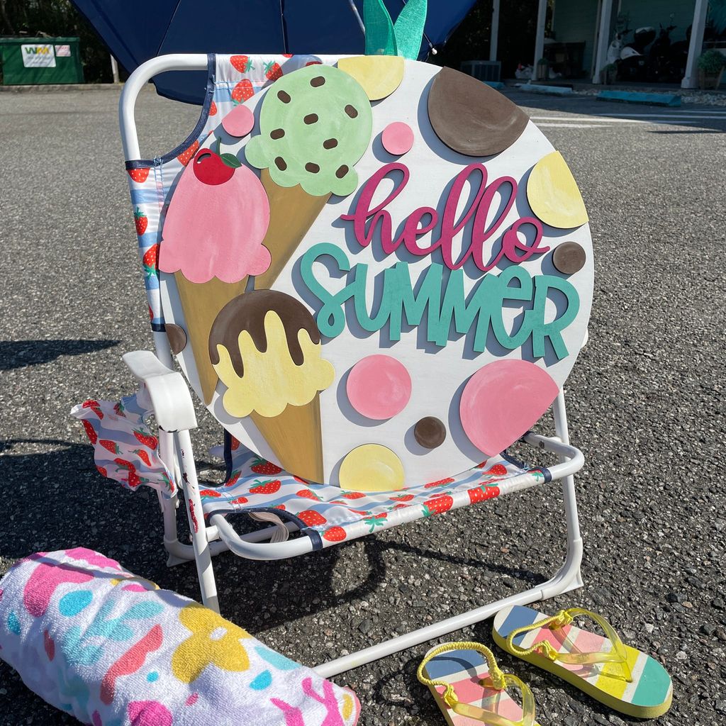 Hello Summer Door Hanger - Ice Cream Design