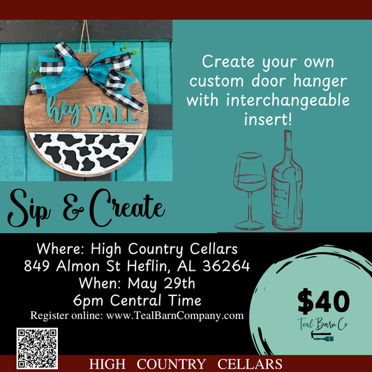 High Country Cellars - May Sip & Create - Interchangeable Door Hanger