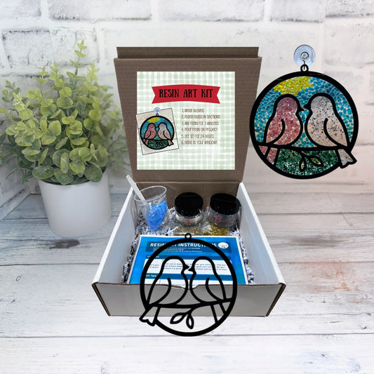 Love Birds, Suncatcher Kit, Stained Glass Art