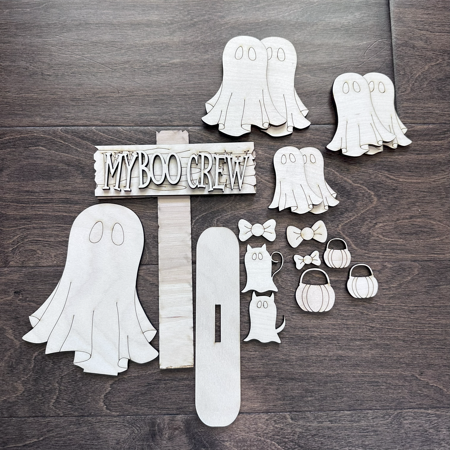 Laser Cut My Boo Crew Ghosts Halloween Shelf Sitter Decor DIY Customizable