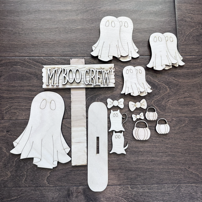 Laser Cut My Boo Crew Ghosts Halloween Shelf Sitter Decor DIY Customizable