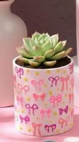 Ceramic with Bows - Perfect size for holding a small plant or pencils!