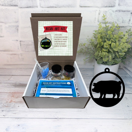 Pig Suncatcher Kit, Crushed Glass Art, DIY Kit