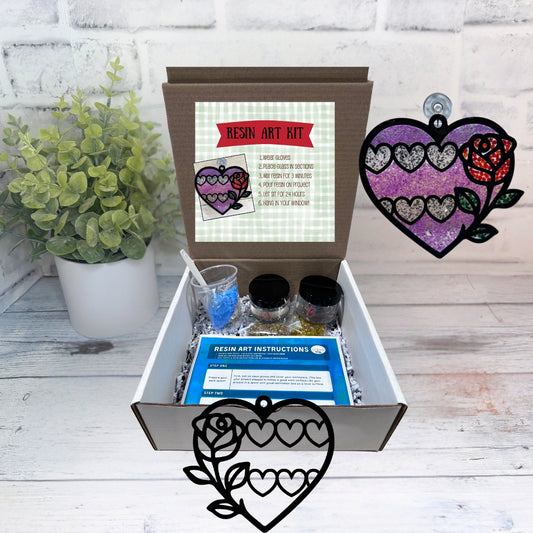 Floral Hearts Kit, Crushed Glass Art, DIY Kit